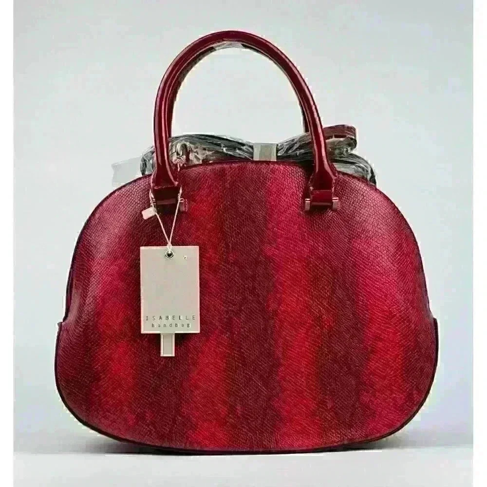 NEW! Isabelle Women’s Vegan Faux Leather Satchel Bag In Red